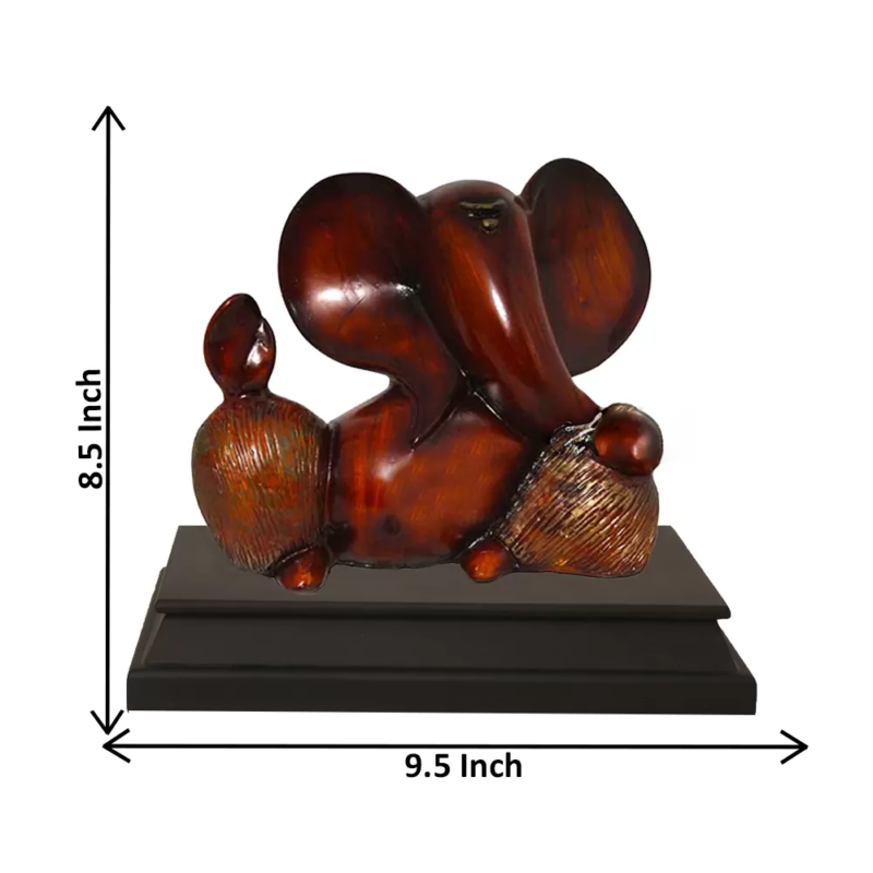 Elegant Sitting Ganesha Idol with Wooden Base