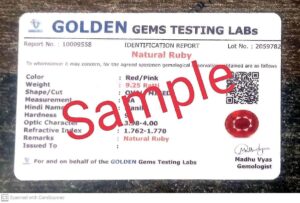 Gemscom 11.25 Ratti AAA++ Quality Burma Ruby Manik Stone Original Earth Mind Certified Natural Loose Gemstone(Lab - Tested)