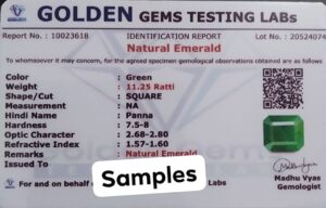 AYUSH GEMS 4.45 Carat - 5.25 Ratti Zambian Emerald (Panna Stone) Certified Natural Gemstone AAA Quality