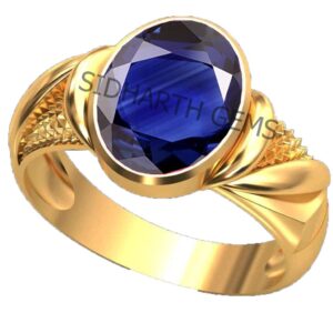 AKSHITA GEMS 9.00 Ratti 8.00 Carat Lab - Unheated Untreatet AAA+ Quality Natural Blue Sapphire Neelam Gold Adjustable Gemstone Ring for Women's and Men's