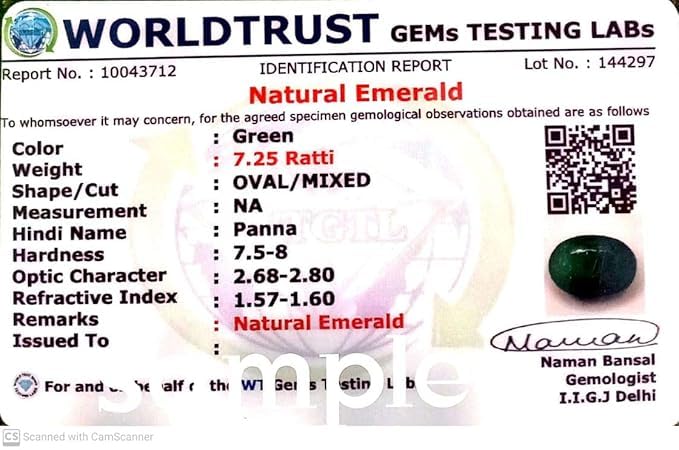 VKG GEMS Emerald Panna/Stone Original 9.25 Ratti Natural (Brazilian Emerald Panna) Colombian Quality Loose Precious Panna Gemstone - Image 3