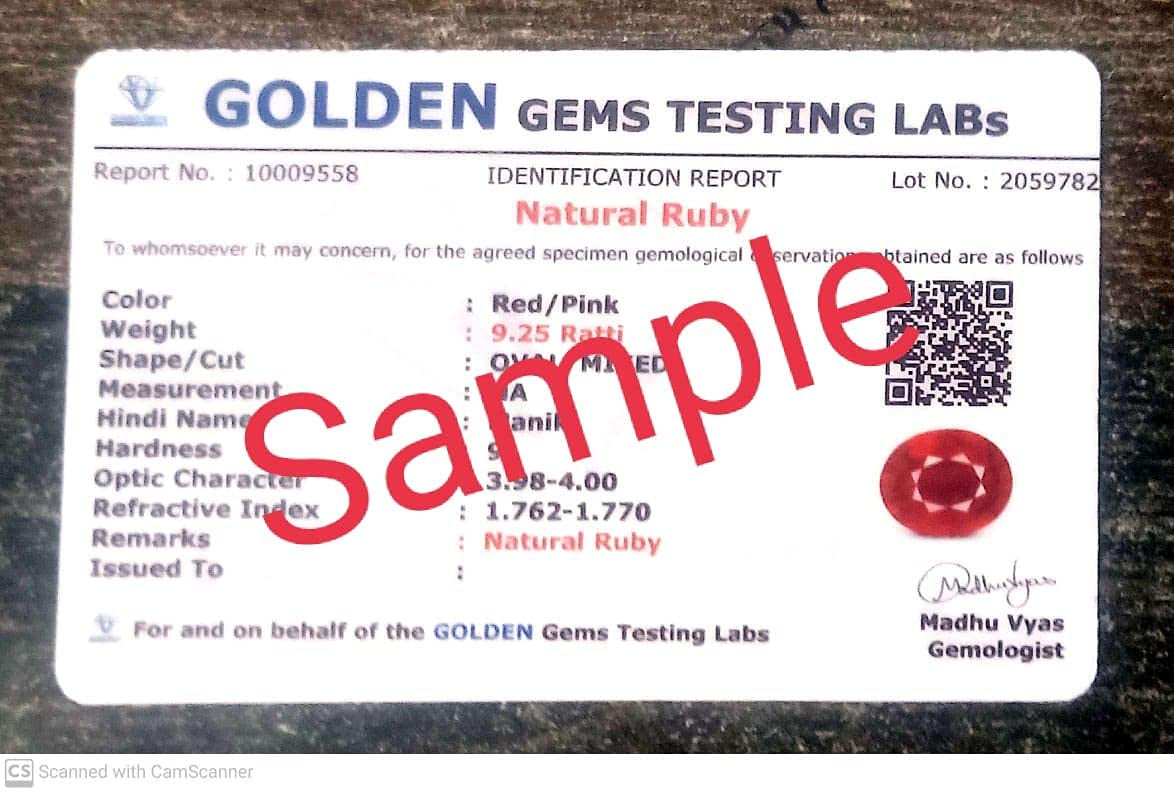 VKG GEMS 10.00 Carat Natural AA++ Quality Burma Ruby Manik Astrological Purpose Stone Original Unheated Untreatet Earth Mind Certified Natural Loose Gemstone