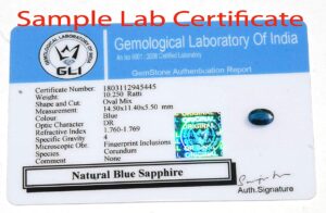 S Kumar Gems & Jewels 7.00 Carat/ct Certified Natural Blue Sapphire Stone (Neelam/Nilam) Unheated Astrological Gems Stone