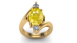 JAGDAMBA GEMS Certified Unheated Untreatet 6.25 Ratti 5.00 Carat A+ Quality Natural Yellow Sapphire Pukhraj Gemstone Gold Plated Ring for Women's and Men's