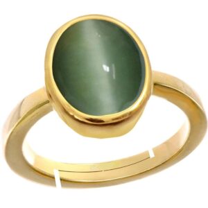 AKSHITA GEMS 10.25 Ratti 9.00 Carat Natural Cat's Eye Stone Ashtadhatu Adjustable Gold Plated Ring Rashi Ratna Origional and Certified