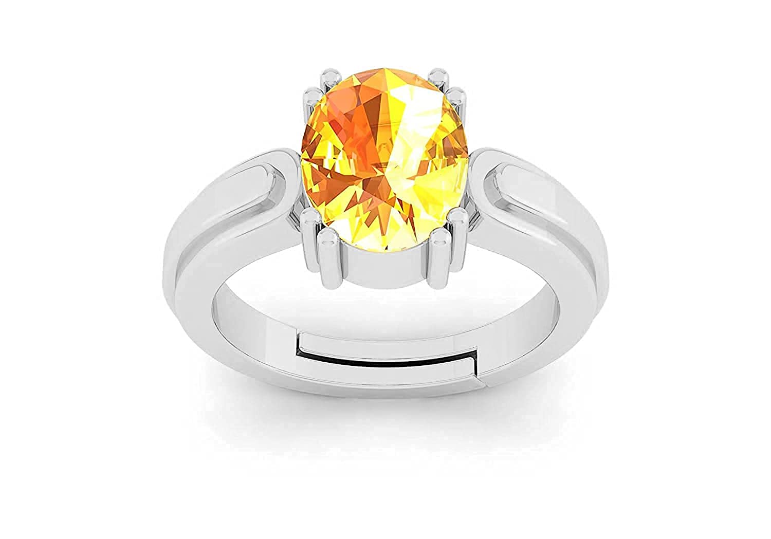 AKSHITA GEMS 7.00 Ratti 6.00 Carat Unheated Untreatet A+ Quality Natural Yellow Sapphire Pukhraj Gemstone Silver Plated Ring for Women's and Men's (Lab Certified) - Image 2