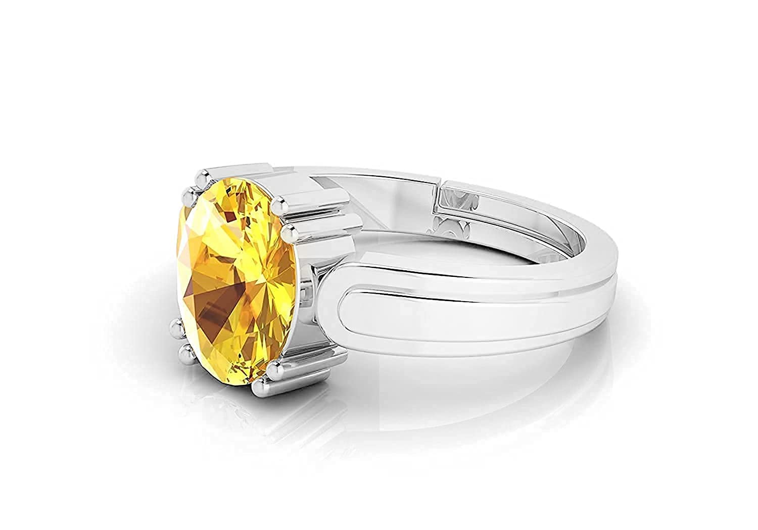 AKSHITA GEMS 7.00 Ratti 6.00 Carat Unheated Untreatet A+ Quality Natural Yellow Sapphire Pukhraj Gemstone Silver Plated Ring for Women's and Men's (Lab Certified) - Image 4