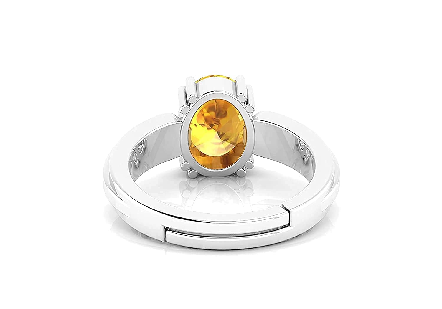 AKSHITA GEMS 7.00 Ratti 6.00 Carat Unheated Untreatet A+ Quality Natural Yellow Sapphire Pukhraj Gemstone Silver Plated Ring for Women's and Men's (Lab Certified) - Image 5