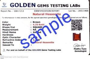 KINSHU GEMS AA+1 Quality 5.75 Carat / 6.25 Ratti Natural and Certified Hessonite Garnet Gomed Astrological/Purpose Loose Gemstone (Govt Lab Approved)