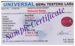 RSPR Natural 5.25 Ratti Ruby Stone Original with Lab Certified Manik Stone Certified/manik Gemstone Original Certified/manikya Gemstone