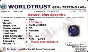 NAMDEV GEMS 2.00 Ratti Neelam Stone Gold Plated Ring natural Blue Sapphire Gemstone Anguthi Unheated and untreated for men and women