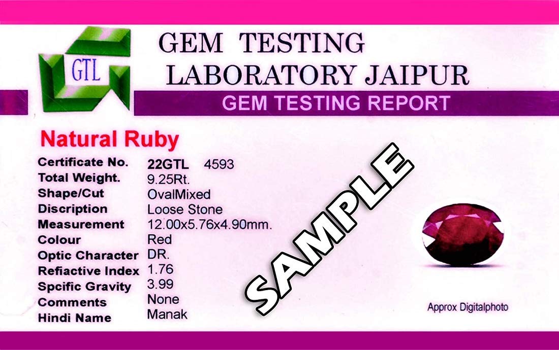 Ruby (Manik) Gemstone 7.25 Ratti Certified For Men & Women Ceremony Purpose Rashi Ratan Stone Ruby with Lab Certificate - Image 5