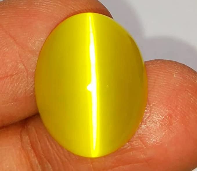 GemsTech Natural Srilanka Cats Eye Stone Original Certified Pure Yellow Cats Eye Lehsuniya Stone Ketu Ratan Lahsuniya Vaiduryam Gemstone Chrysoberyl Cats Eye Stone For Ring लहसुनिया रत्न ओरिजिनल - Image 3