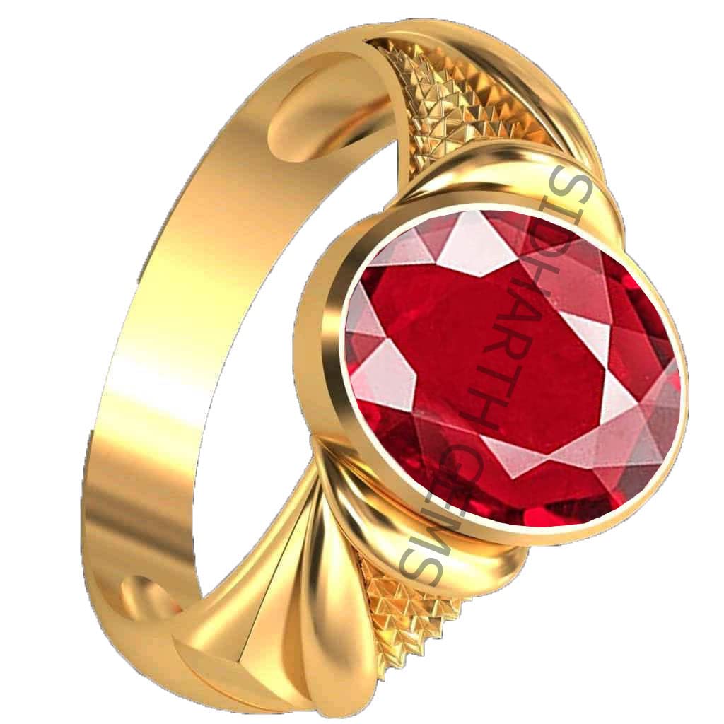 AKSHITA GEMS 10.25 Ratti Natural Ruby Manik Loose Gemstone Gold Plated Birthstone Astrology Rashi Ratan Adjustable Ring for Men & Women - Image 2