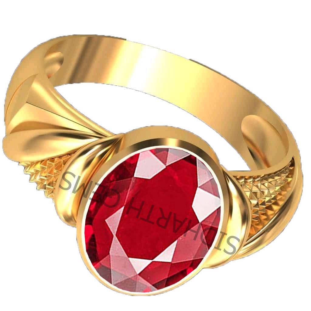 AKSHITA GEMS 10.25 Ratti Natural Ruby Manik Loose Gemstone Gold Plated Birthstone Astrology Rashi Ratan Adjustable Ring for Men & Women - Image 3