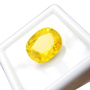 JAGDAMBA GEMS 5.25 Ratti 4.00 Carat Cultured Yellow Sapphire Gemstone Certified Cultured Pukhraj Stone Lab Tested Astrological Purpose