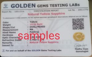 JAGDAMBA GEMS Natural Pukhraj 11.25 Ratti - 10.62 Carat Unheated Untreated Ceylon Yellow Sapphire Certified Natural Gemstone AAA++ Quality