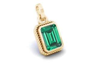APSLOOSE 11.00 Carat Natural Emerald Panna Gold Plated Pendant Locket (Astrological Purpose Panna Pendant) for Men and Women