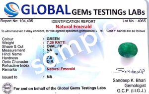 Kirti Sales Emerald Stone Original 8.25 Ratti Natural Certified Colombian Quality A1 Loose Precious Panna Gemstone