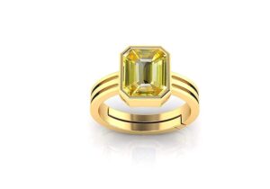Anuj Sales 7.25 Ratti 6.00 Carat Unheated Untreatet A+ Quality Natural Yellow Sapphire Pukhraj Gemstone Gold Plated Ring for Women's and Men's (Lab Certified)