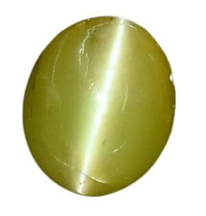BluDiamond Cats Eye 4 Carat Natural Lehsuniya Stone 4.40 Ratti लहसुनिया रत्न ओरिजिनल Srilankan Chrysoberyl Cats Eye Gemstone Yellowish Vaidooryam Stone Oval Ketu Ratan Precious Cats Eye Stone For Men