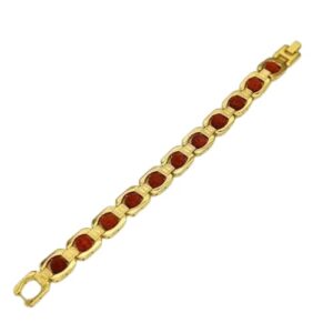 Brass Plated Rudraksha Bracelet for Men & Boys | with Red Coral Rudraksha | Link Design | Stylish Premium Looks Bracelet
