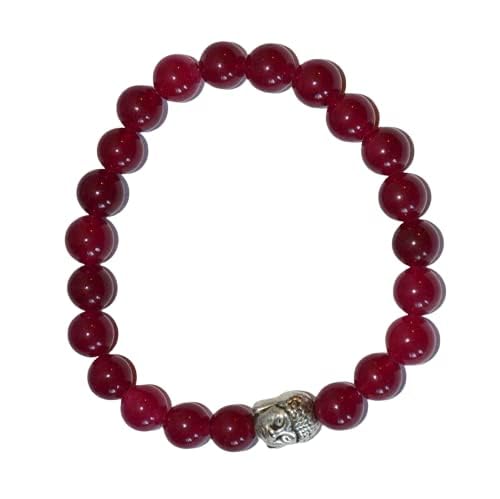 IRIS GEMS Original Ruby Stone Bracelet IGL Lab Certified Natural Rubys Bracelets 22 Beads With Genuine Manik Stone Bracelets Elastic Knotted Rubyy Bracelett A1 Manik Bracelet For Wearing