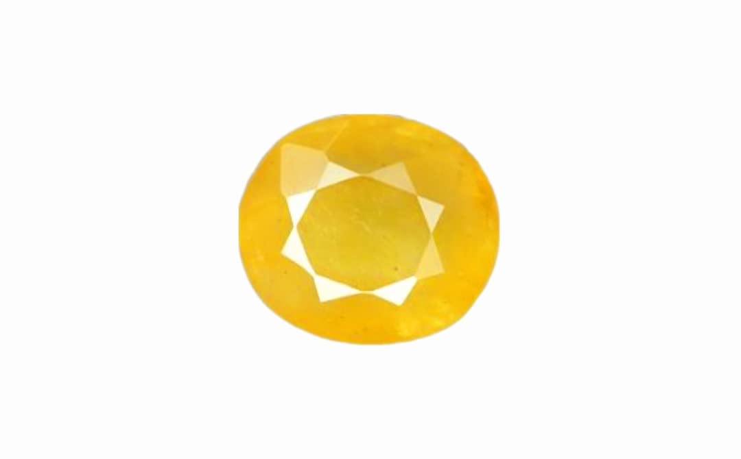 Deraz Natural Yellow Sapphire 4.5 Ratti/ 4.16 carats Certified Pukhraj Gemstone with Lab Certificate Certified Natural Yellow Sapphire Gemstone AAA+ Quality Rashi ratna(DEGS 1892)