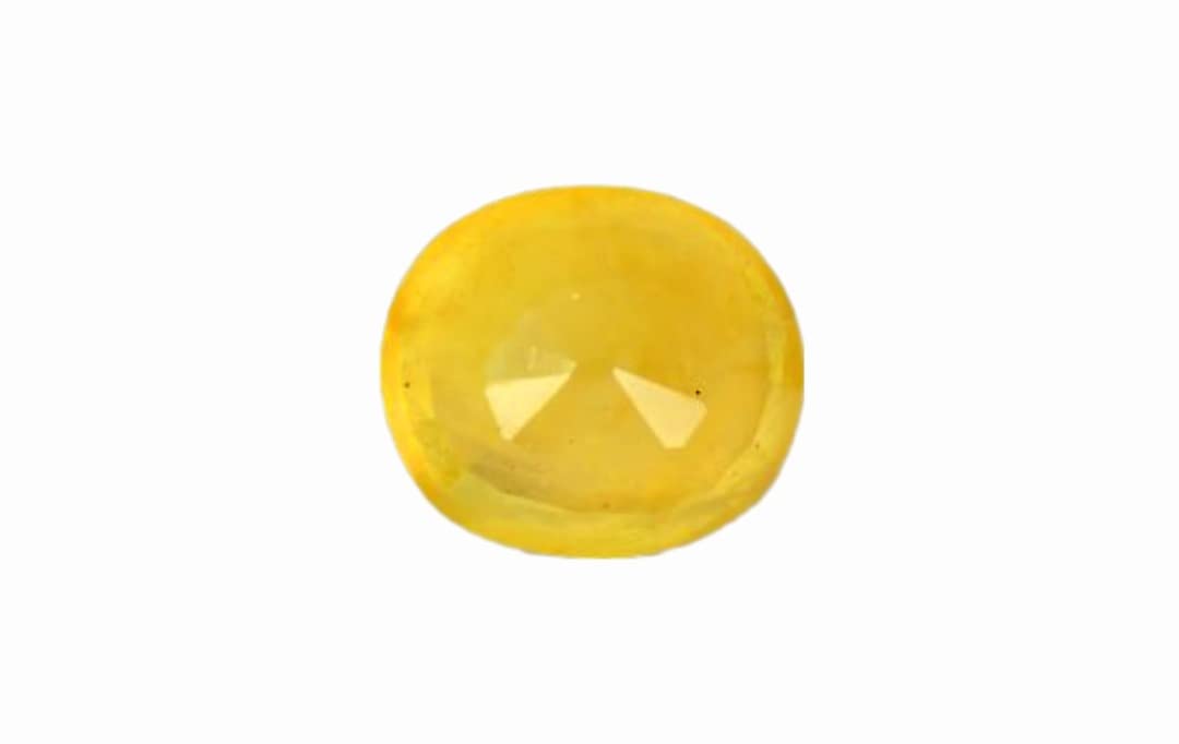 Deraz Natural Yellow Sapphire 4.5 Ratti/ 4.16 carats Certified Pukhraj Gemstone with Lab Certificate Certified Natural Yellow Sapphire Gemstone AAA+ Quality Rashi ratna(DEGS 1892) - Image 2
