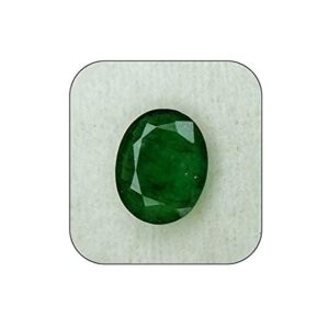 Gemscom Emerald (Panna) Emerald Stone Original 7.25 Ratti Natural |(Brazilian Emerald Panna)| Loose Precious Panna Gemstone Emerald (Panna Stone)