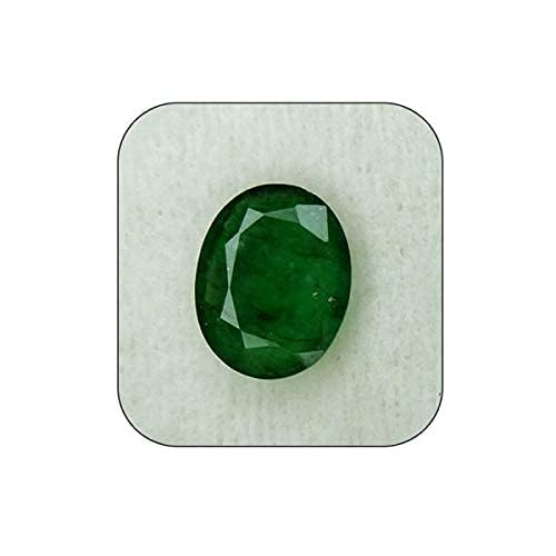 Gemscom Emerald (Panna) Emerald Stone Original 7.25 Ratti Natural |(Brazilian Emerald Panna)| Loose Precious Panna Gemstone Emerald (Panna Stone)