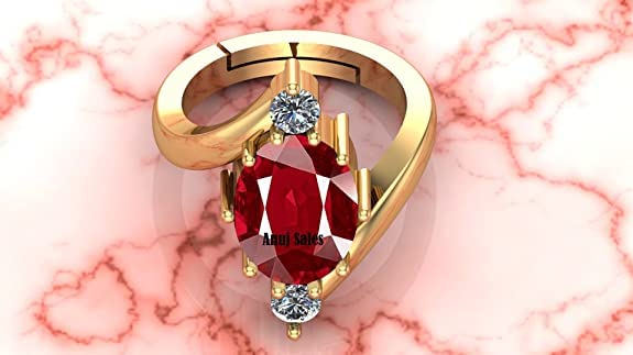 Ayush GEMS3.25 Ratti 2.50 Carat A+ Quality Natural Burma Ruby Manik Unheated Untreatet Gemstone Gold Ring for Women's and Men's(GGTL Lab Certified) - Image 4