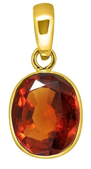 VKG GEMS Original Certified 9.25 Ratti 8.59 Carat Natural Gomed/Granet/Hessonite Stone Pendant/Locket for Women's and Men's