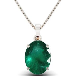 JAGDAMBA GEMS Lab Certified 6.25 Ratti Natural Emerald Loose Gemstone Panna Silver Plating Pendant Locket for Men and Women (Astrological Purpose)
