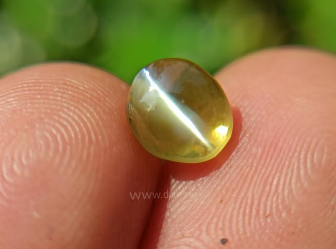 Gemstone Gallery Highly Precious Cats Eye Stone Original Certified 5 Ratti 4.5 Carat Green Cats Eye Stone Chrysoberyl Cats Eye Gemstone Lehsunia Stone Oval Shape Lehsuniya Vaiduryam Stone Rashi Ratan - Image 3