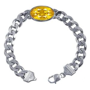 Ramneek Jewels 4.25-4.50 Ratti Yellow Sapphire Bracelet (Pukhraj/Pushparagam stone Silver Bracelet) AAA Quality Gemstone Brracelet