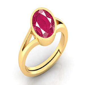 9.25 Ratti Ruby (Manik) Original Stone Adjustable Ring For Men And Women With Lab Certified B06