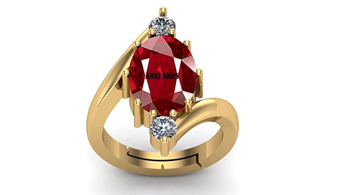 Ayush GEMS3.25 Ratti 2.50 Carat A+ Quality Natural Burma Ruby Manik Unheated Untreatet Gemstone Gold Ring for Women's and Men's(GGTL Lab Certified)