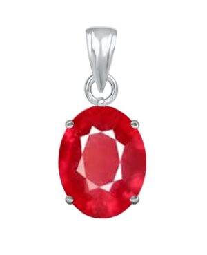 Suruchi Gems & Jewels Sterling Silver Ruby/Manik 3.25 Ratti or 3 Carat Natural Certified Astrological Gemstone 925 Bis Hallmark pendant for Men & Women -nvslp2325