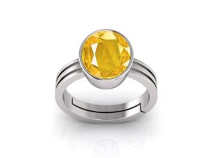 RSPR 14.25 Ratti 13.60 Carat Certified Natural Yellow Sapphire Pukhraj Gemstone Adjustable Ring/Anguthi for Men and Women