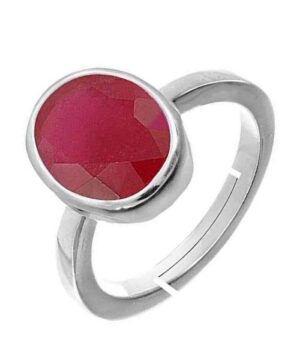 Gemscom 7.25 Ratti 6.50 Carat Original Red Ruby Manik Ring Certified Gemstone Adjustable Ring For Men And Women