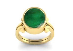 RRVGEM Natural Emerald STONE RING 4.25 Ratti / 3.50 Carat Certified Green Natural Emerald Loose Gemstone Panna RING Gold Plated for Men and Women