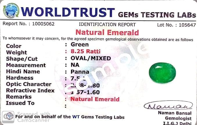 LMDLACHAMA Colombian Emerald Stone 12.25 Ratti/11.52 Carat Unheated Lab Certified Loose Precious Panna Gemstone - Image 5