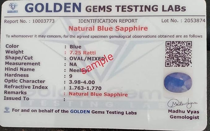 STONEFLEX Top AAA+++ 11.25 Ratti Natural Ceylon Srilankan Neelam Blue Sapphire Stone Original Certified - Image 2
