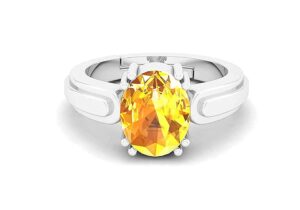 SONIYA GEMS 8.00 Ratti 7.00 Carat Unheated Untreatet A+ Quality Natural Yellow Sapphire Pukhraj Gemstone Silver Plated Ring for Women's and Men's (Lab Certified)