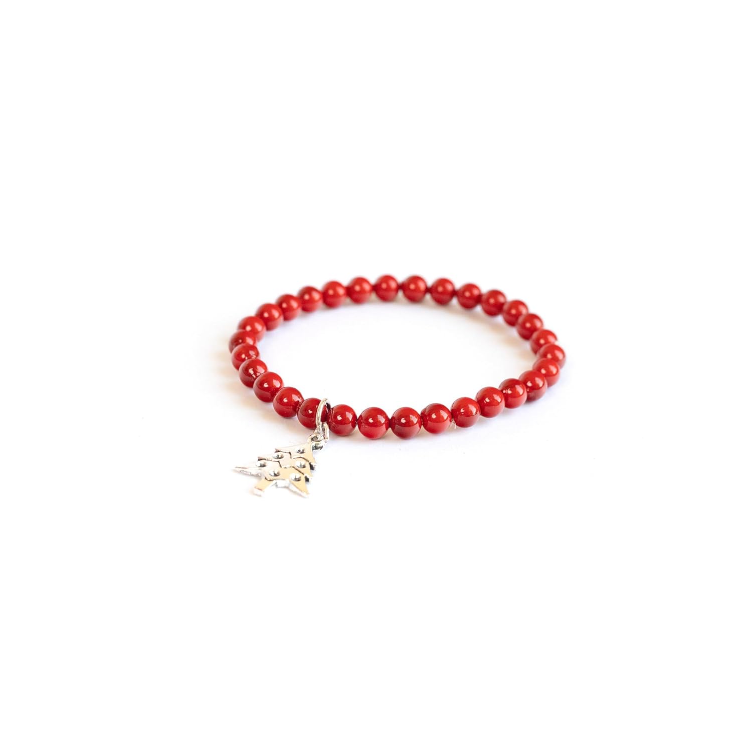The Cosmic Connect Red Shell Coral Bead Bracelet 6mm – Root Chakra Energizer for Men & Women – Boosts Confidence, Strength & Vitality – Healing Energy Crystal Bracelet for Positive Aura