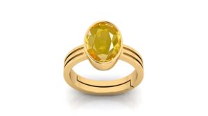 Anuj Sales 20.00 Ratti 19.00 Carat Unheated Untreatet A+ Quality Natural Yellow Sapphire Pukhraj Gemstone Gold Plated Ring for Women's and Men's (Lab Certified)