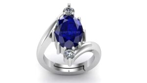 SIDHARTH GEMS Unheated Untreatet 8.00 Carat AAA+ Quality Natural Blue Sapphire Neelam Silver Plated Adjustable Gemstone Ring for Women's and Men's (Lab - Certified)