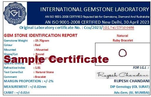 IRIS GEMS Original Ruby Stone Bracelet IGL Lab Certified Natural Rubys Bracelets 22 Beads With Genuine Manik Stone Bracelets Elastic Knotted Rubyy Bracelett A1 Manik Bracelet For Wearing - Image 5