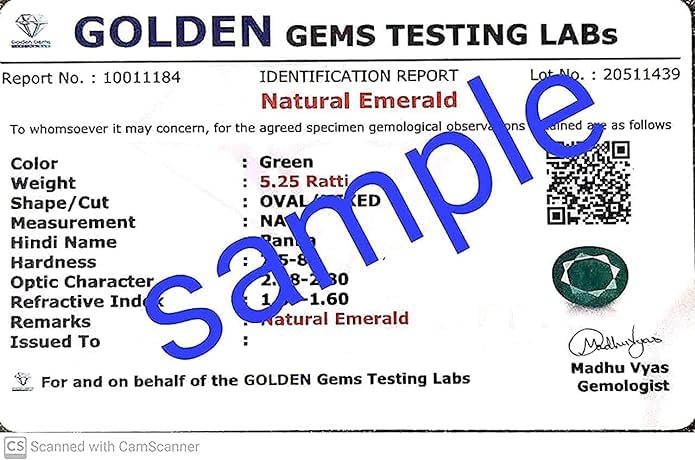 Gemscom Emerald (Panna) Emerald Stone Original 7.25 Ratti Natural |(Brazilian Emerald Panna)| Loose Precious Panna Gemstone Emerald (Panna Stone) - Image 2